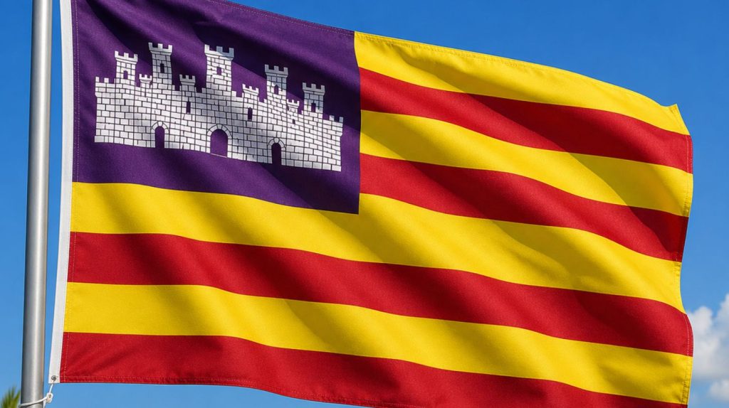 Mallorcas officielle flag med de karakteristiske røde og gule striber