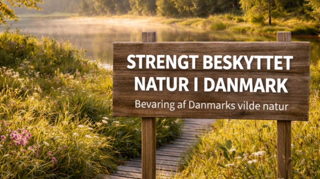 natur med skilt omkring strengt beskyttet natur