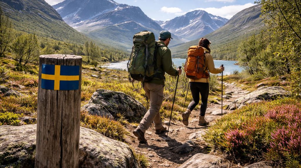 to personer som er på en vandrerute i sverige